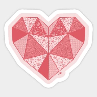 SewLalla Quilted Heart Block pink line art drawing Sticker